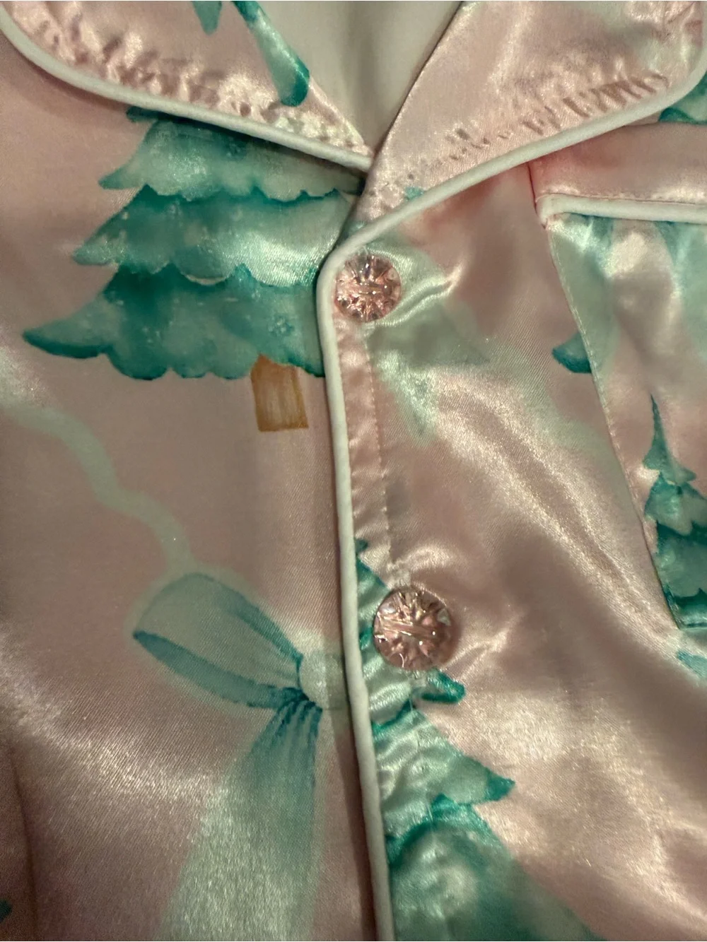 Dreamers Pink Satin Shell-Print Pajama Top with Teal Accents